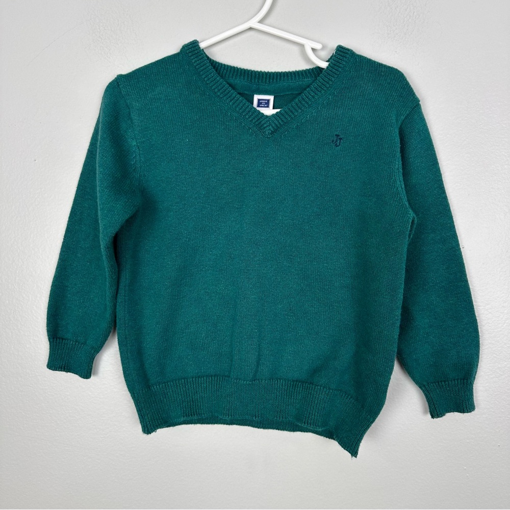 Janie and Jack Holiday Sweate Boys Sz 18-24 months Green V-Neck Pull Over Xmas